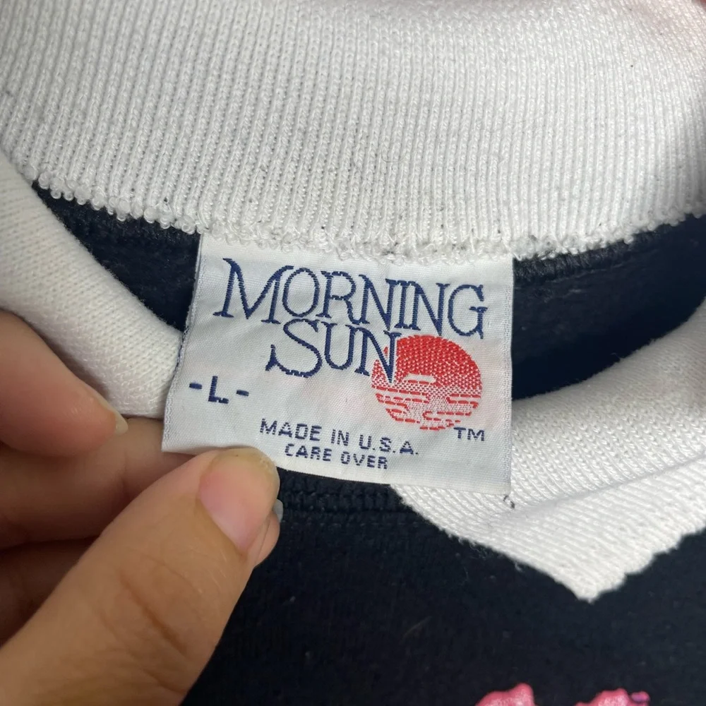 Vintage Morning Sun Floral Black Collared Sweater Large - Picture 5 of 7